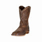 TuffRider Rocky Mountain Western Boots - Toddler Square Toe Cowboy Boots with Distressed Finish in brown leather with star details