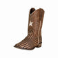 TuffRider Children's Bryce Square Toe Western Boot with star design and textured brown leather for equestrian supplies