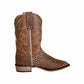 TuffRider Bryce Toddler Western Boots - Alligator Print Square Toe Cowboy Boots for Kids in brown with decorative stitching