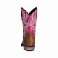 TuffRider Youth Arches Square Toe Western Boots - Pink Flame Design Kids Cowboy Boots shown from rear view