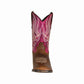 TuffRider Children's Arches Square Toe Western Boot in brown with pink embroidered upper, perfect for equestrian supplies.
