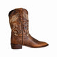 TuffRider Youth Sequoia Square Toe Western Boots - Distressed Kids Cowboy Boots with Cross and Wing Design brown side view