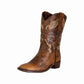 TuffRider Youth Sequoia Square Toe Western Boots - Distressed Kids Cowboy Boots with Cross and Wing Design brown leather boot