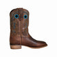 TuffRider Rushmore Toddler Western Boots - Tooled Oak Leaf Square Toe Cowboy Boots for Kids in brown leather