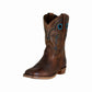 TuffRider Youth Rocky Mountain Square Toe Western Boots - Kids Western Riding Boots in brown leather with blue accents