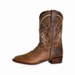 Youth Western Boots - Square Toe Cowboy Boots with Tricolor Design & Durable Rubber Outsole - TuffRider Yukon in brown leather