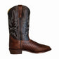 Men's Wide Square Toe Western Boots - Durable Cowboy Boots with Rubber Outsole - TuffRider Grant in brown textured leather