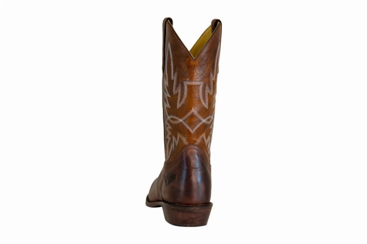 TuffRider Men's Old Faithful Wide Square Toe Western Boots - Cowboy Boots for Ranch & Riding in brown leather back view