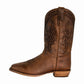 TuffRider Men's Grand Canyon Wide Square Toe Western Boot in brown leather with decorative stitching and pull straps