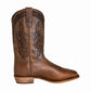 TuffRider Men's Grand Canyon Wide Square Toe Western Boot in brown leather with decorative stitching and pull tabs