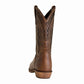 TuffRider Men's Grand Canyon Wide Square Toe Western Boot in brown leather, rear view, detailed stitching design