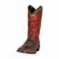 TuffRider Men's Mammoth Western Boots - Distressed Red Square Toe Cowboy Boots with Crown Embroidery - Pets Perfect