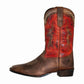 TuffRider Men's Mammoth Western Boots - Distressed Red Square Toe Cowboy Boots with Crown Embroidery side view