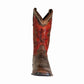 TuffRider Men's Mammoth Western Boots - Distressed Red Square Toe Cowboy Boots with Crown Embroidery front view isolated