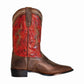 TuffRider Men's Mammoth Western Boots - Distressed Red Square Toe Cowboy Boots with Crown Embroidery side view