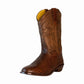 Men's Wide Round Toe Western Boots - Alligator Print Cowboy Boots with Durable Rubber Outsole - TuffRider Hayden brown boot
