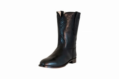 TuffRider Men's El Paso Western Round Toe Boot in black leather with decorative stitching and classic western design