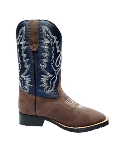 TuffRider Children's Acadia Square Toe Western Boot- Brown with Tan