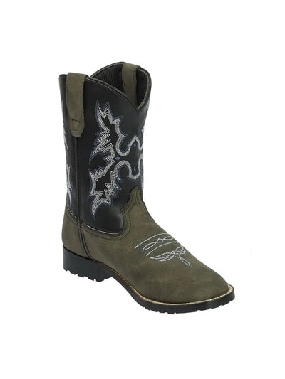 TuffRider Children's Canyonlands Square Toe Western Boot- Brown with, 10/1