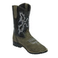 TuffRider Children's Canyonlands Square Toe Western Boot- Brown w/ Tan- 10C with detailed stitching and durable sole