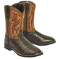 TuffRider Children's Grand Teton Square Toe Western Boot- Brown w/ Black- 10C with stitched decorative upper and textured lower design