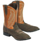 TuffRider Children's Big Bend Rounded Toe Western Boot- Mocha w Rust- 10C in brown and rust with decorative stitching