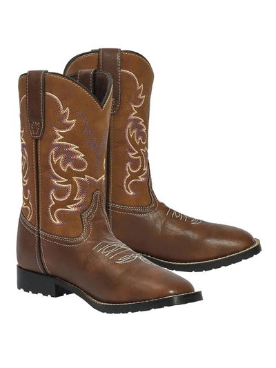 TuffRider Children's Kings Canyon Rounded Toe Western Boot- Brown- 10C
