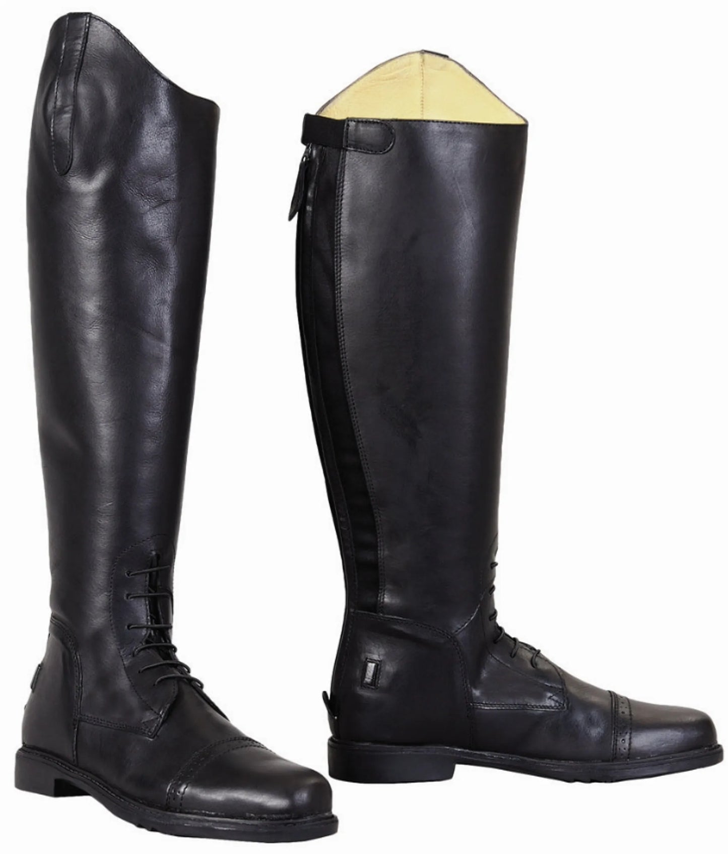 Men's Field Boots - TuffRider Baroque Leather Riding Boots with Spanish Top and Elastic Gussets - Color: Black | Pack Of: 1