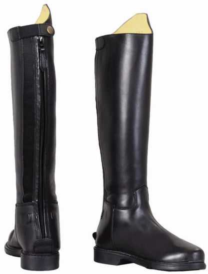 Kids Leather Dress Boots - Youth Tall Riding Boots with Memory Foam and Back Zipper - Color: Black | Pack Of: 1