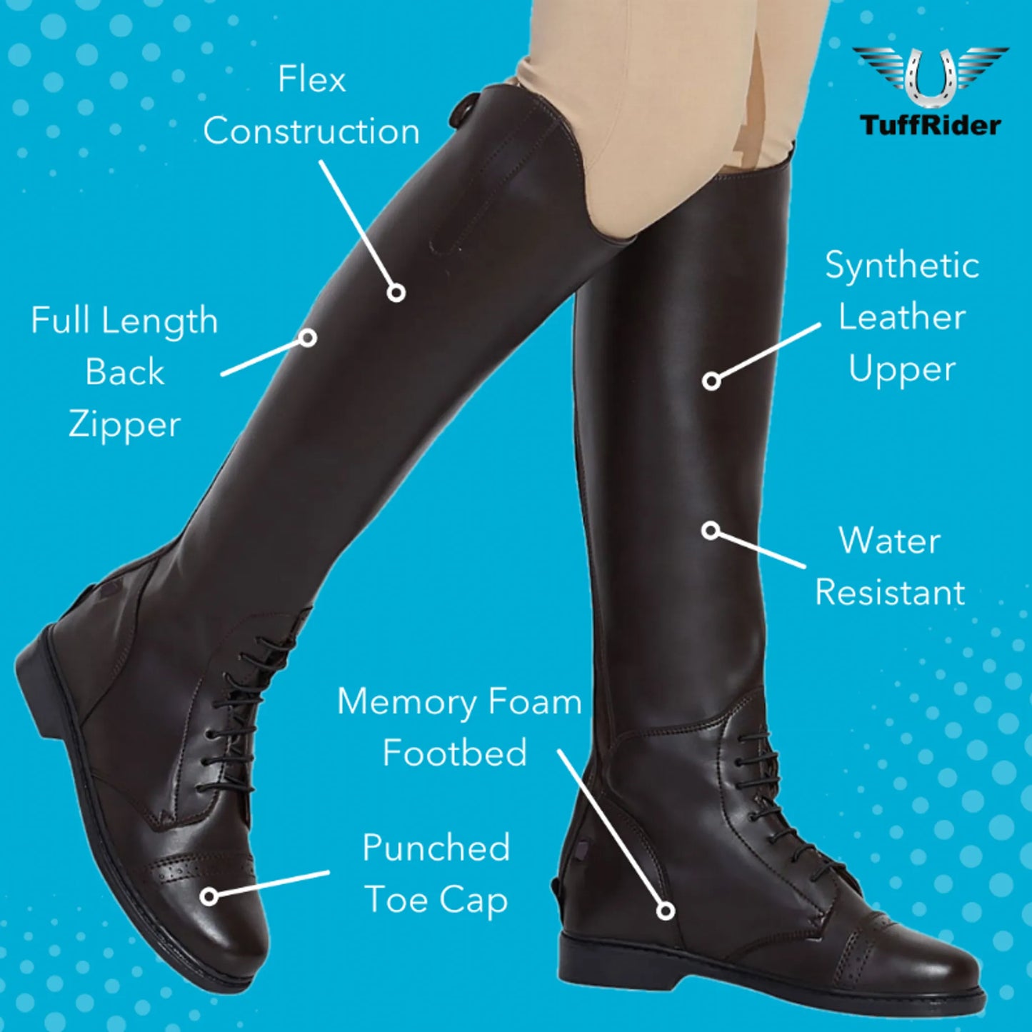 Women's Synthetic Field Boots - TuffRider Starter Back Zipper Riding Boots - Pack Of: 1