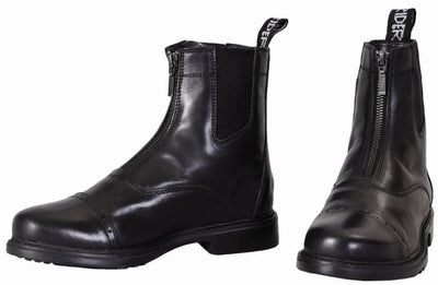 Men's Paddock Boots - TuffRider Baroque Front Zip Leather Riding Boots, Black/10