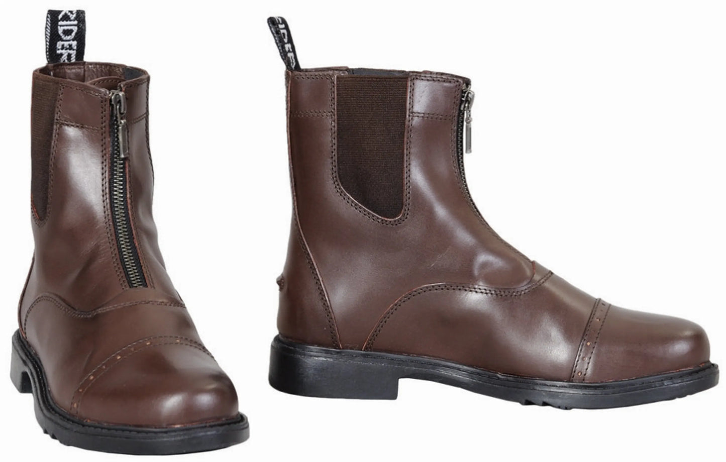 Men's Paddock Boots - TuffRider Baroque Front Zip Leather Riding Boots with Metal Zipper