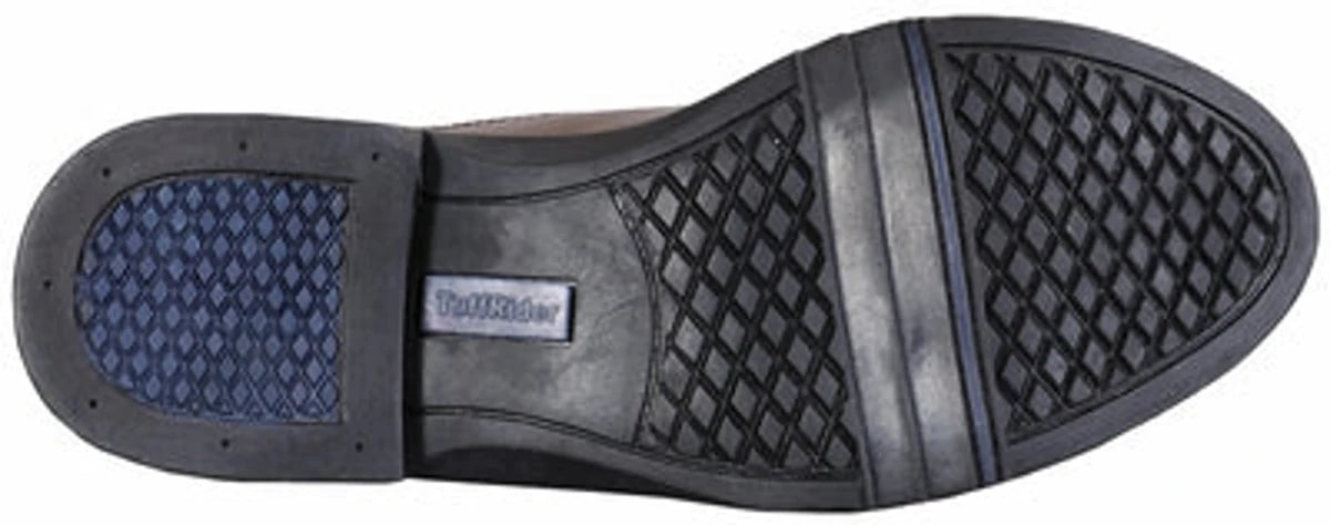 Men's Laced Paddock Boots - TuffRider Baroque Full Grain Leather Riding Boots with Lace-Up Front sole view with textured grip and heel detailing