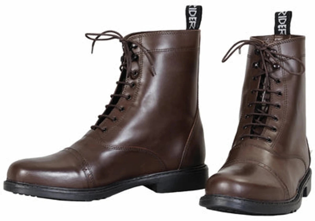Men's Laced Paddock Boots - TuffRider Baroque Full Grain Leather Riding Boots with Lace-Up Front in brown leather