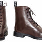 Women's Lace-Up Paddock Boots - Premium Leather Horse Riding Ankle Boots in brown with black sole and laces