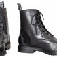 Women's Lace-Up Paddock Boots - Premium Leather Horse Riding Ankle Boots in black, side and front view, equestrian style