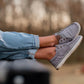 TuffRider Women's Lace-Up Canvas Graphix Shoes - Memory Foam Casual Sneakers for Equestrian and Everyday Wear in gray canvas