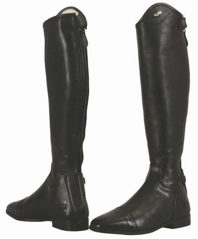 Women's Leather Riding Boots, Black, 10.5/Slim