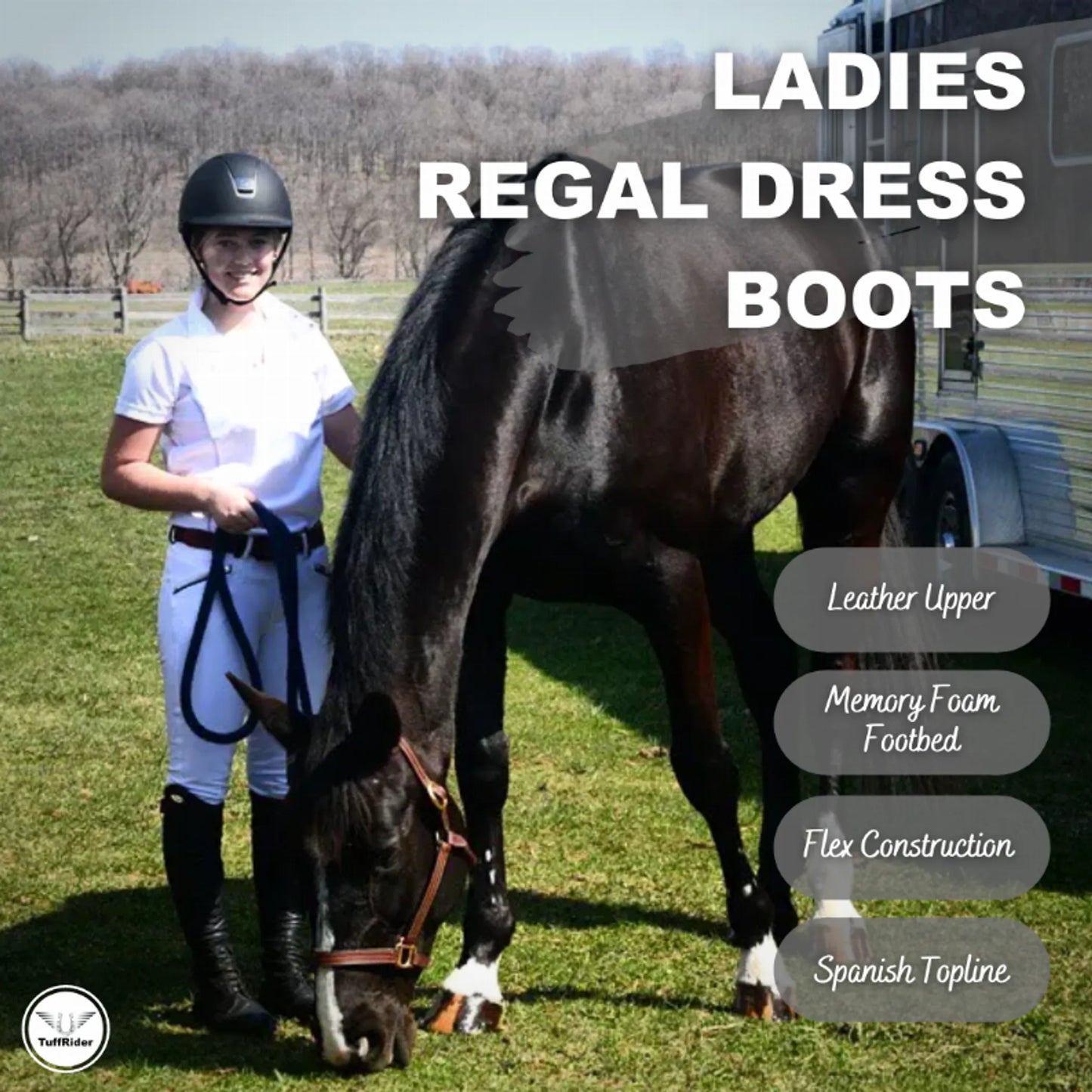 Women's Leather Riding Boots - Premium Equestrian Dress Boots for Dressage and Show - Color: Black | Pack Of: 1