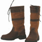 Women's Short Country Boots - Water-Resistant Barn Boots with Drawstring Closure in brown suede and leather materials