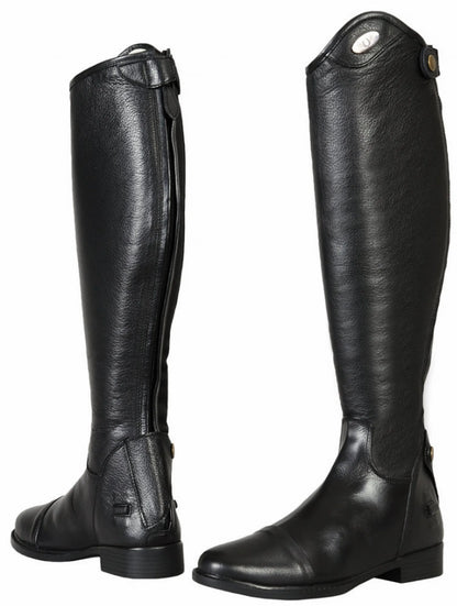 Women's Tall Dress Boots - Leather Dressage Riding Boots with Spanish Top and Back Zipper - Color: Black | Pack Of: 1