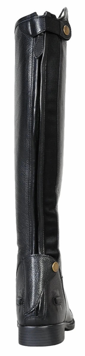 Women's Tall Dress Boots - Leather Dressage Riding Boots with Spanish Top and Back Zipper - Color Black | Pack Of 1