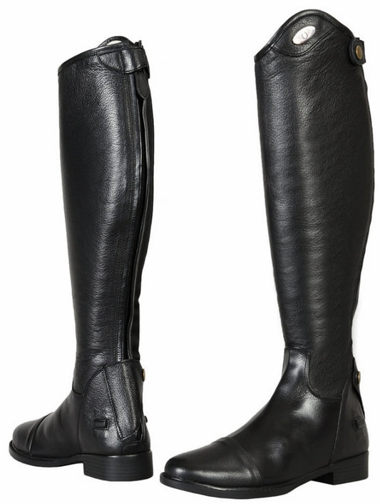 Women's Tall Dress Boots - Leather Dressage Riding Boots with Spanish Top and Back Zipper - Color: Black | Pack Of: 1