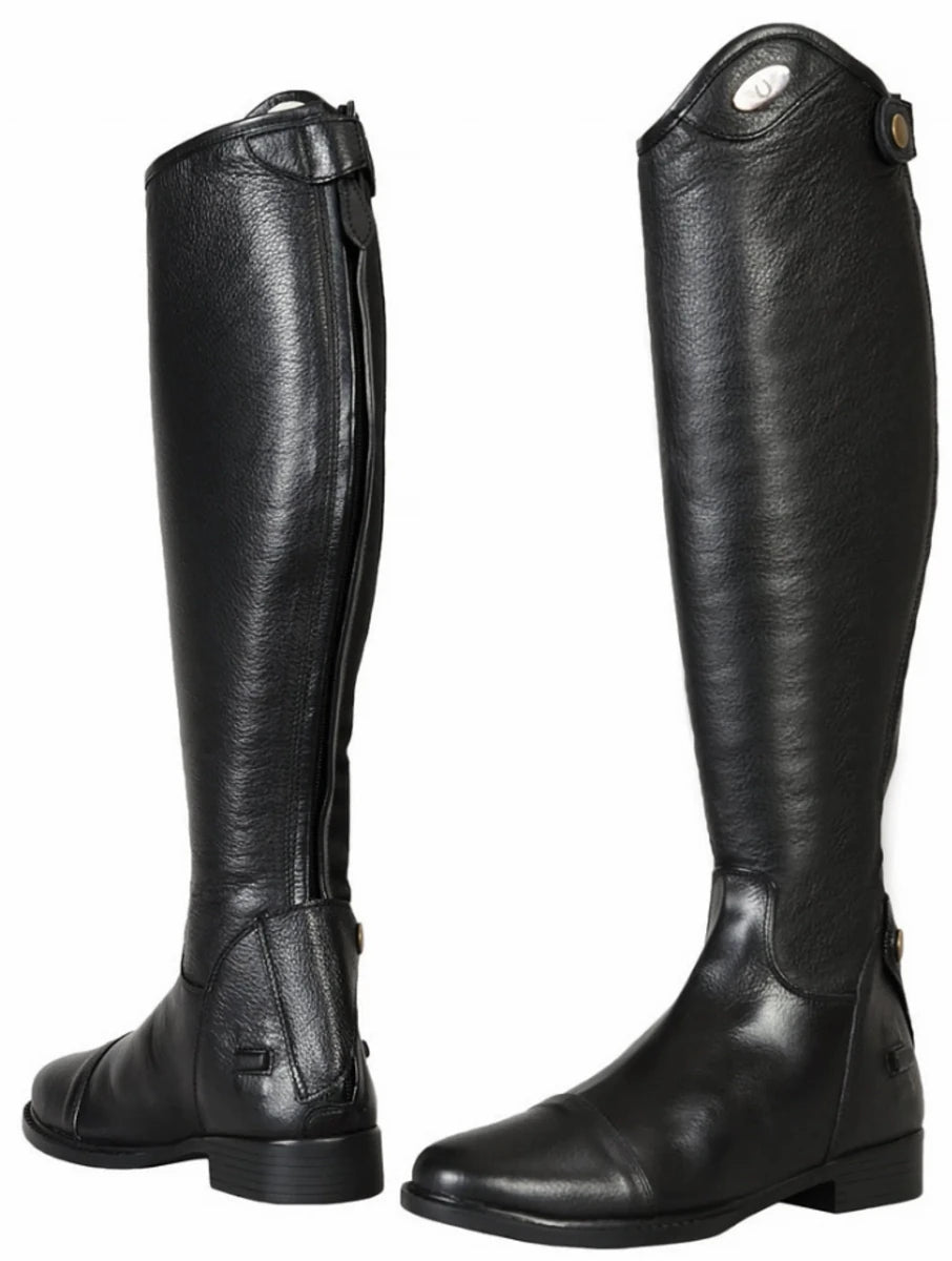 Women's Tall Dress Boots - Leather Dressage Riding Boots with Spanish Top and Back Zipper - Color Black | Pack Of 1