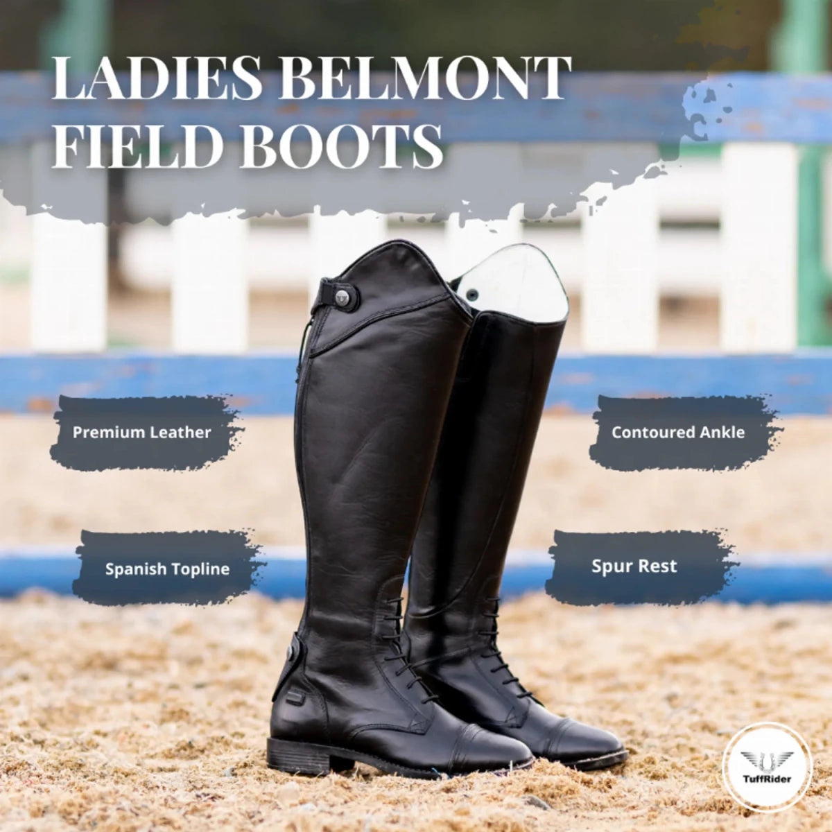 Women's Leather Field Boots - TuffRider Belmont Premium Riding Boots with Memory Foam - Color: Black | Pack Of: 1 - Pets Perfect