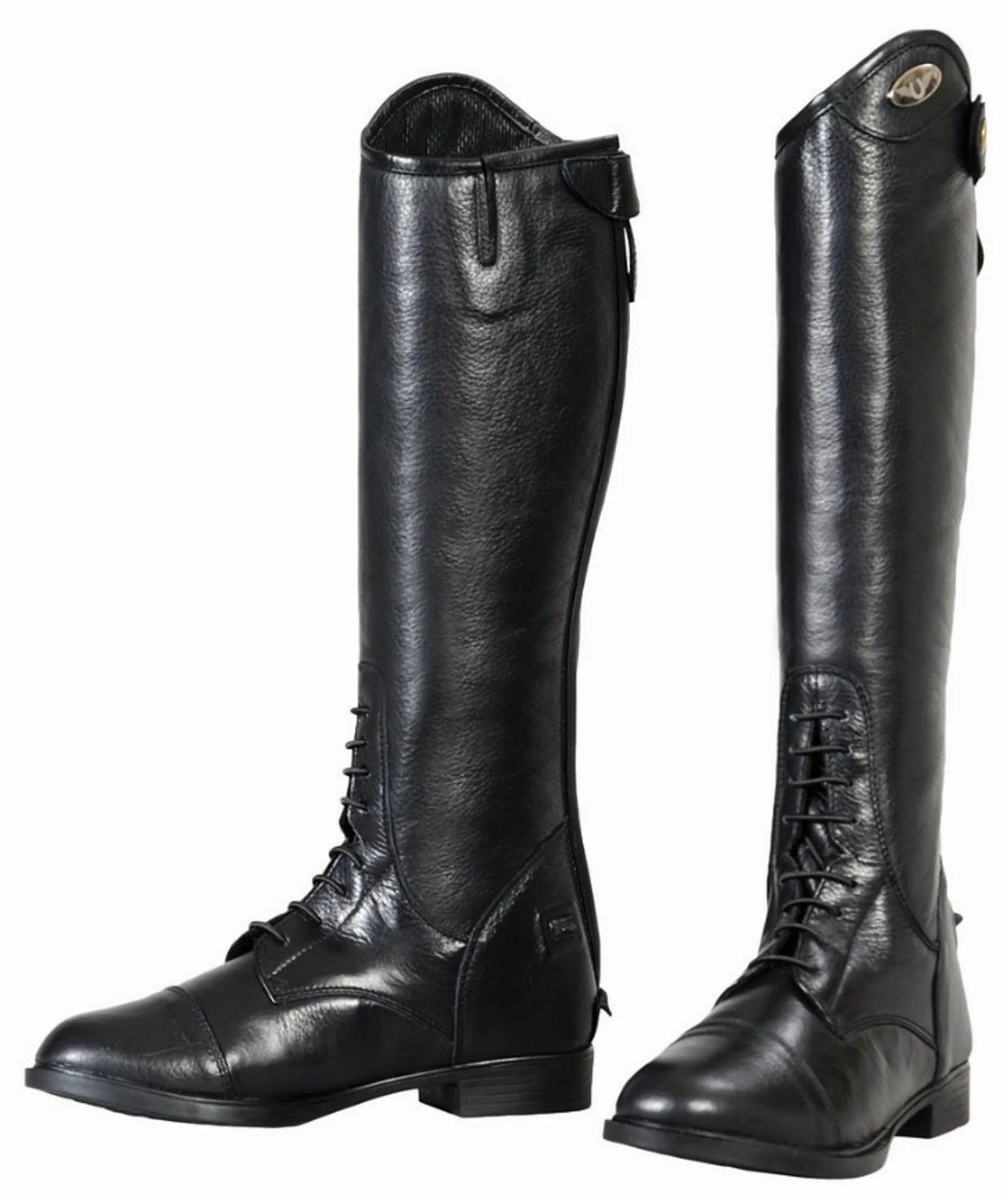 Kids Leather Field Boots - Youth Tall Riding Boots with Spanish Top and Memory Foam