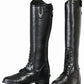 Kids Leather Field Boots - Youth Tall Riding Boots with Spanish Top and Memory Foam in black leather for equestrian use.