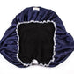 Lettia Navy With Grey AP saddle cover with navy exterior and soft black interior lining for horse tack protection