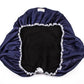 Lettia Dressage Saddle Cover in navy with soft black inner lining and elastic edges for secure fit on horse saddle