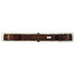 Lettia Western Memory Foam Cinch- 34" with brown leather, metal buckles, and soft white fleece lining for horse tack.